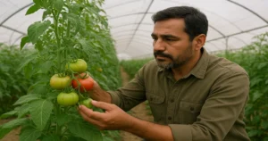 رشد مطلوب گیاهان گوجه فرنگی زیر توری سایبان سفید رنگ