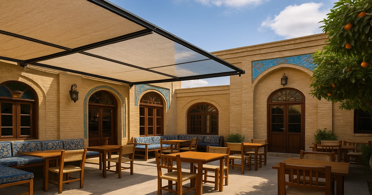 توری سایبان متحرک کافه