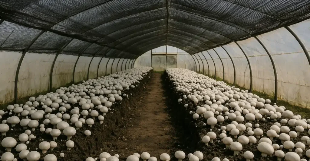 توری سایبان در گلخانه‌های پرورش قارچ