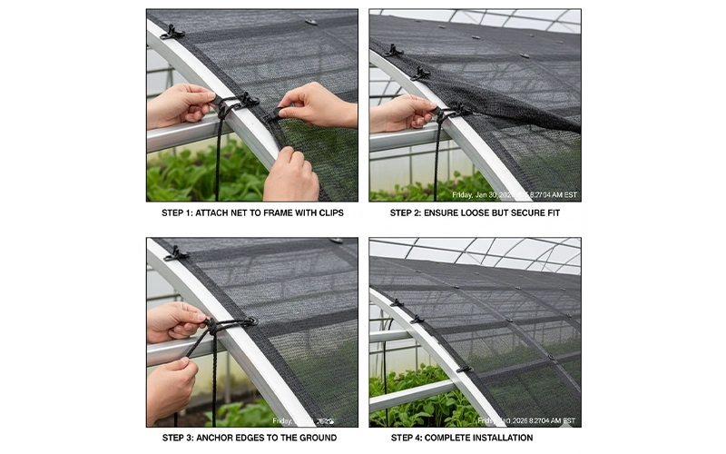 آموزش نصب اصولی و صحیح توری سایبان گلخانه با کلیپس پلاستیکی