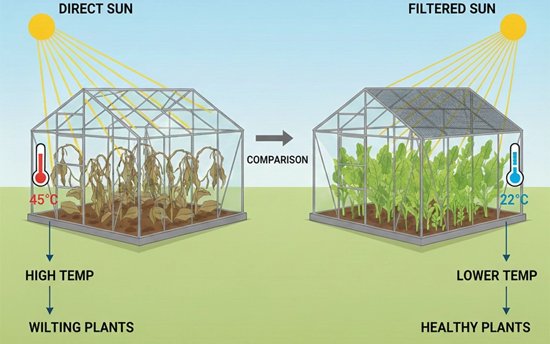 مقایسه تاثیر شید گلخانه بر دما و سلامت گیاهان